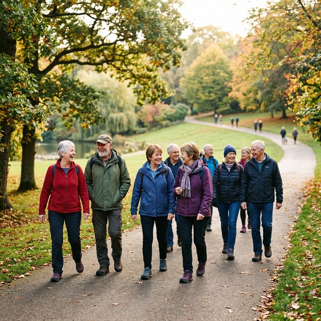 Group of adults over 50 staying active together